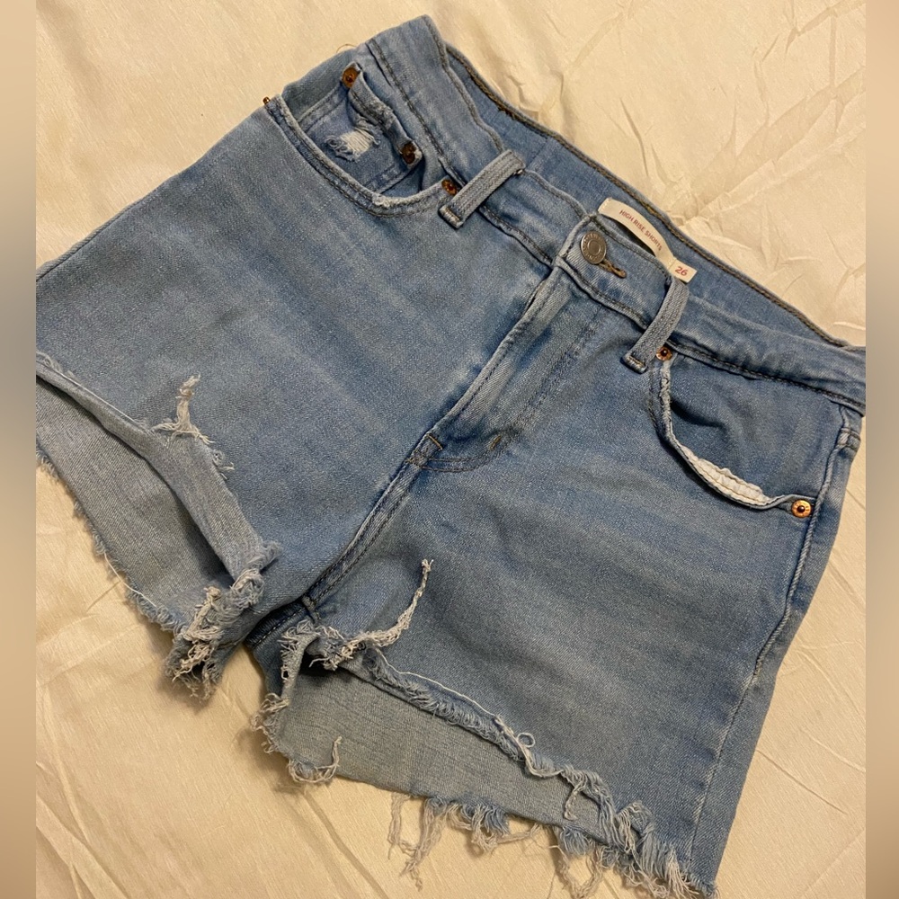 Levi’s Light Blue Distressed Denim Shorts